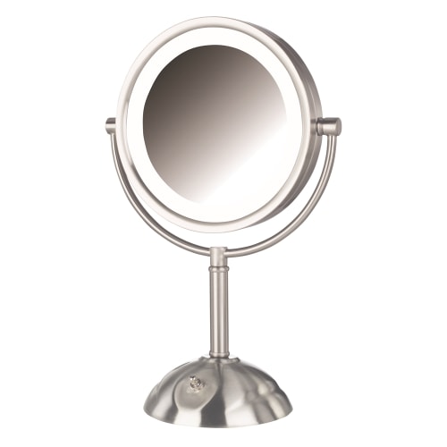 Jerdon® LED Lighted Vanity Mirror, 1x/8x Magnification, 8.5" Diameter, 16" Height, Nickel